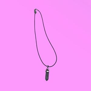 Purple Amethyst Crystal Pendant Black Cord Necklace